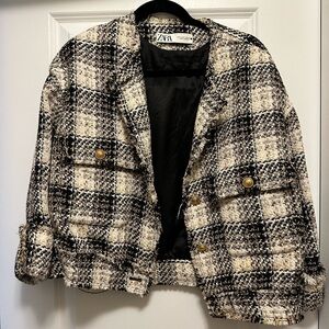 Zara Black and White Tweed Women's Jacket